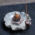 Buddha Stones Lotus Plum Blossom Square Ceramic Spiritual Backflow Incense Burner