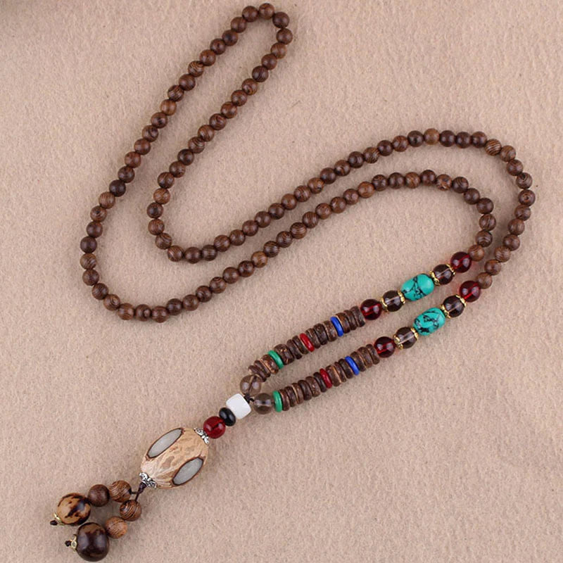 Buddha Stones Tibetan Wenge Wood Bodhi Seed Agate Elephant Protection Necklace Pendant (Extra 40% Off | USE CODE: FS40)