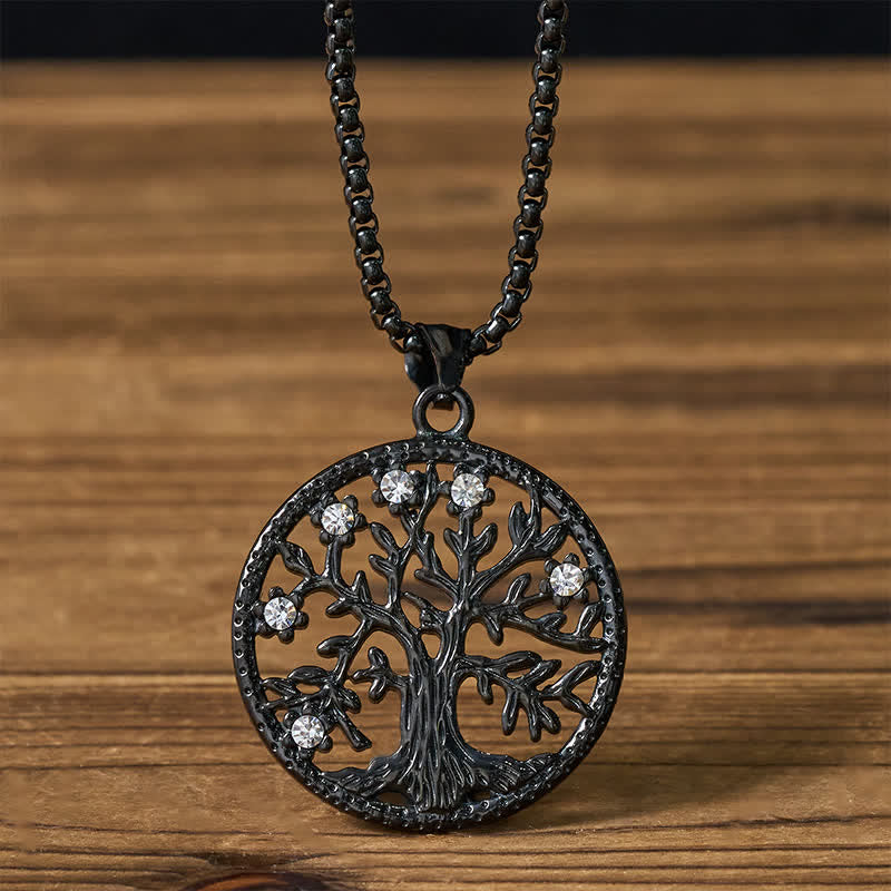 Buddha Stones The Tree Of Life Titanium Steel Creation Necklace Pendant