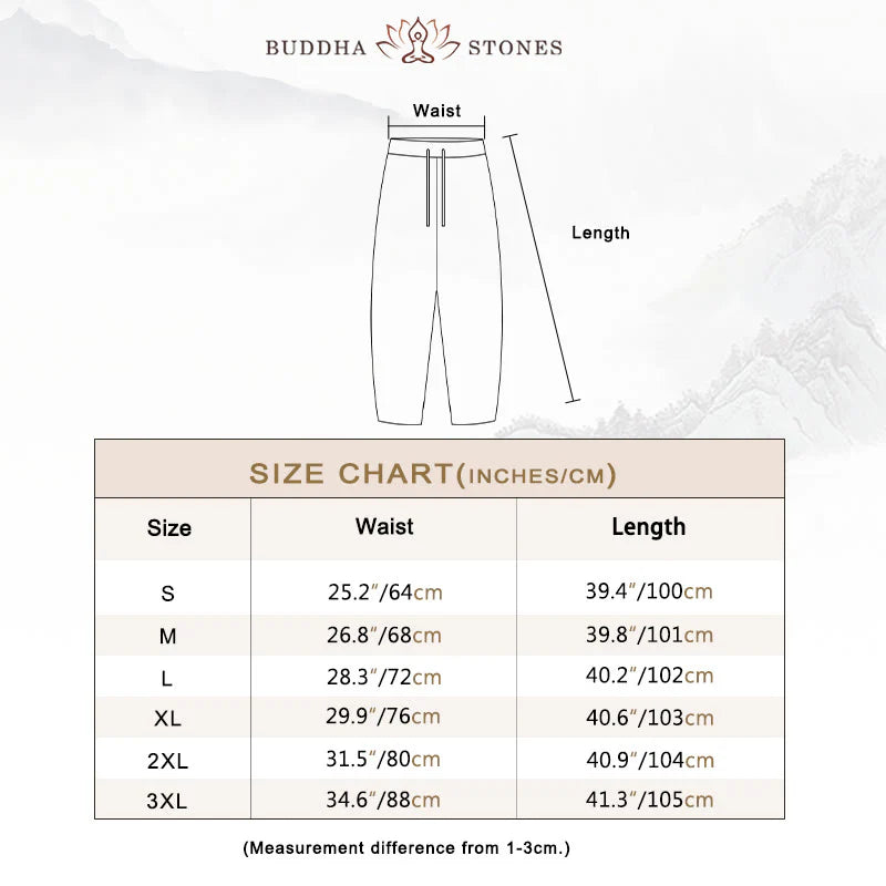 Buddha Stones Casual Solid Color Cotton Linen Drawstring Women's Pants With Pockets