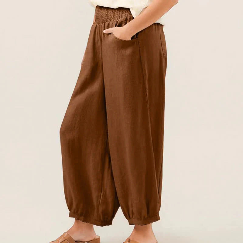 Buddha Stones Plain Color Women's Harem Pants With Pockets