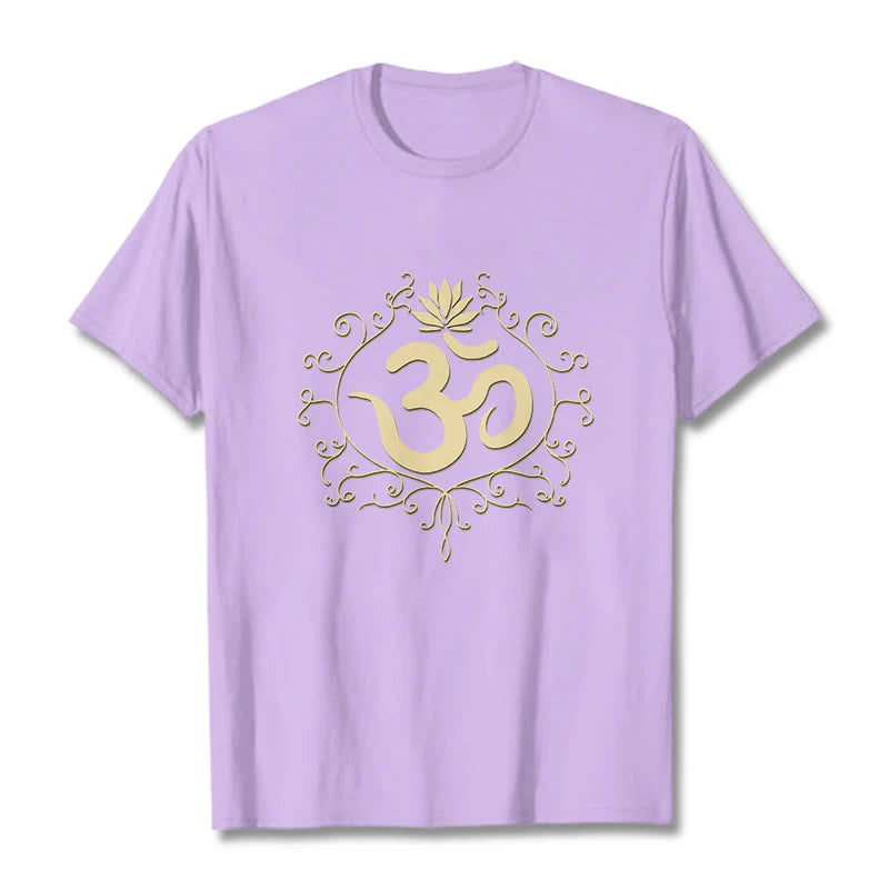 Buddha Stones Om Symbol Vines Lotus Flower Tee T-shirt