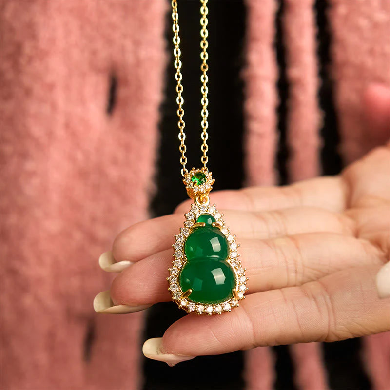 Buddha Stones Green Chalcedony Gourd Pendant
