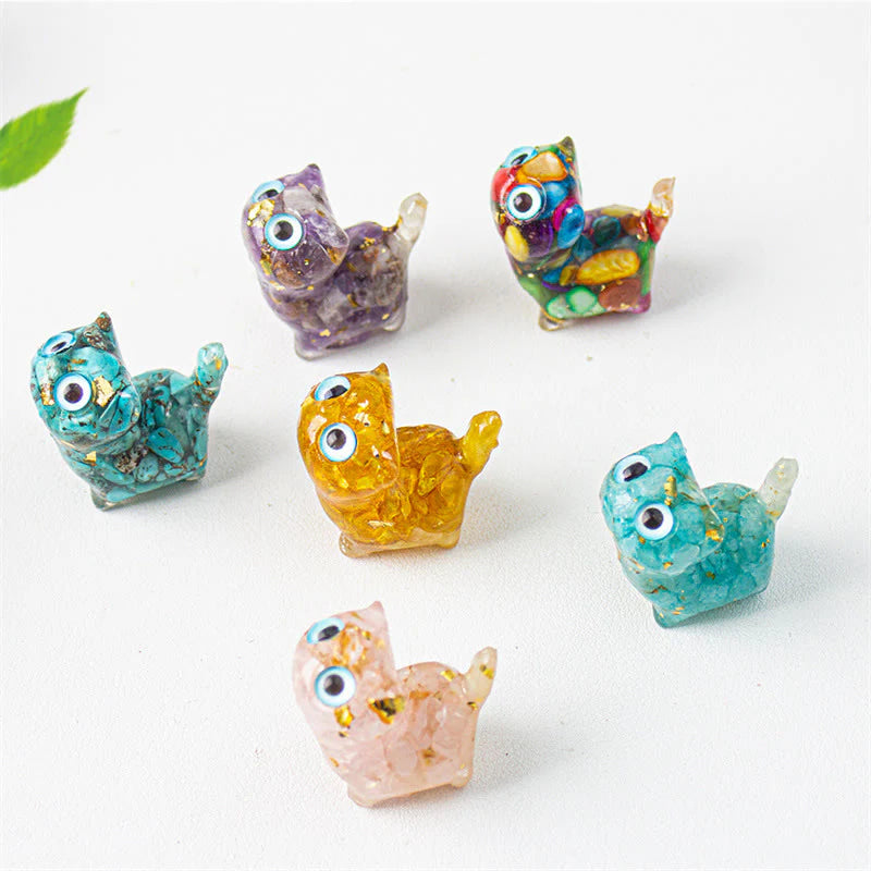 Buddha Stones Natural Crystal Turquoise Aquamarine Amethyst Cat Protection Decoration