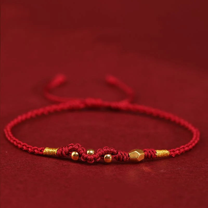 Buddha Stones 999 Gold Year of the Snake Mini Gold Bead Handmade Luck Protection Braided Bracelet (Extra 30% Off | USE CODE: FS30)