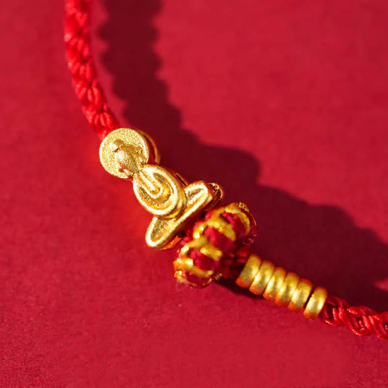 Buddha Stones Formless Buddha Lotus Knot Red String Protection Braided Bracelet