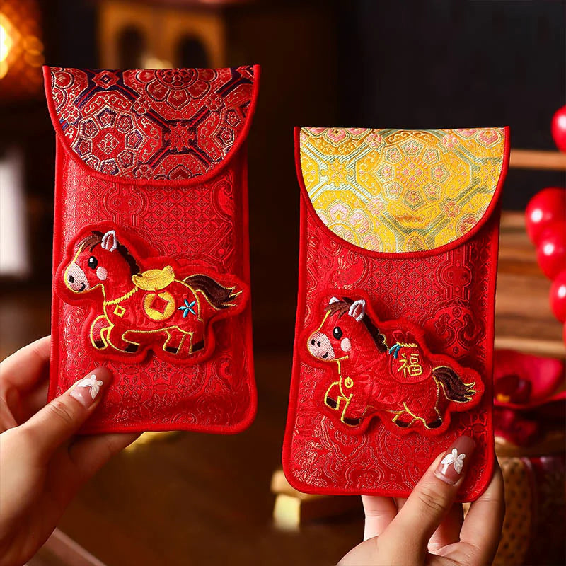 Buddha Stones Year Of The Horse 2026 New Year Fu Character Lucky Embroidery Chinese Red Envelope
