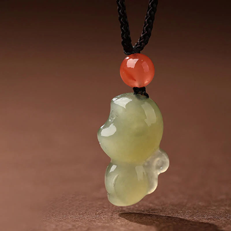 Buddha Stones Chinese Zodiac Year Of The Horse Jade South Red Agate Prosperity Necklace Pendants