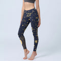 Buddha Stones Moon Star Universepattern Print Gym Leggings Women's Yoga Pants