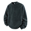 Buddha Stones Fall Crew Neck Stripes Button Men's Sweatshirt Pullover