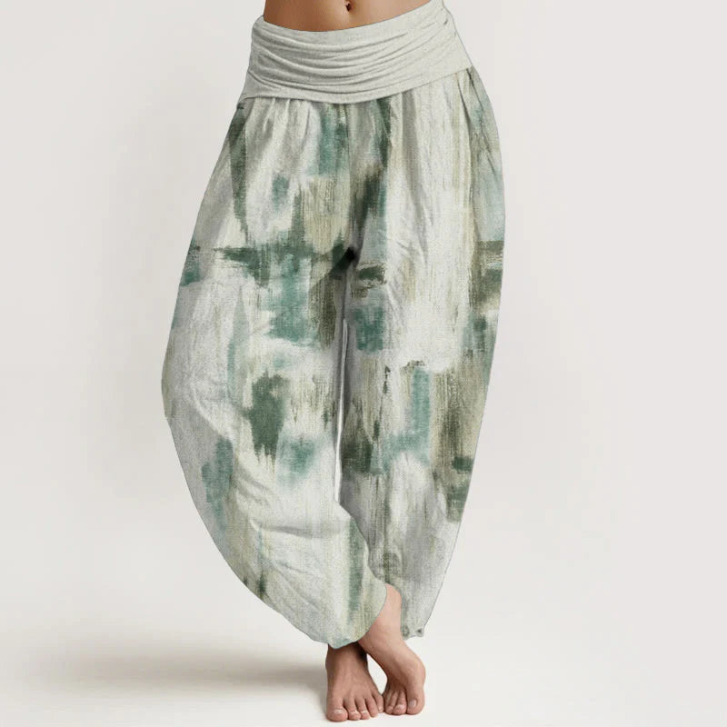 Buddha Stones Pure Cotton Tie Dye Pattern Design Women's Elastic Waist Harem Pants