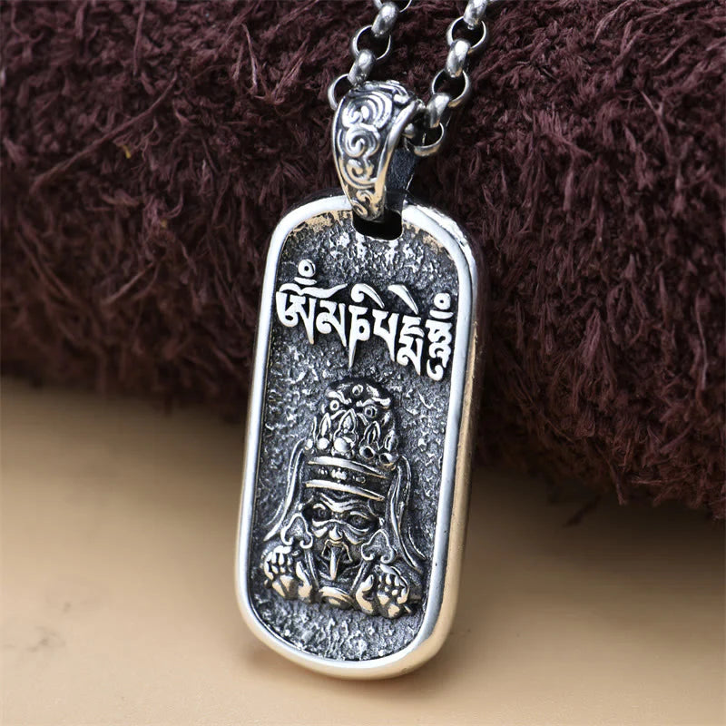 Buddha Stones 925 Sterling Silver Zakiram Goddess of Wealth Om Mani Padme Hum Peace Necklace Pendant
