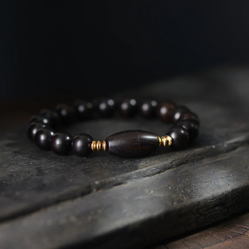 Buddha Stones Ebony Beads With Sutra Scroll Blessing Protection Bracelet
