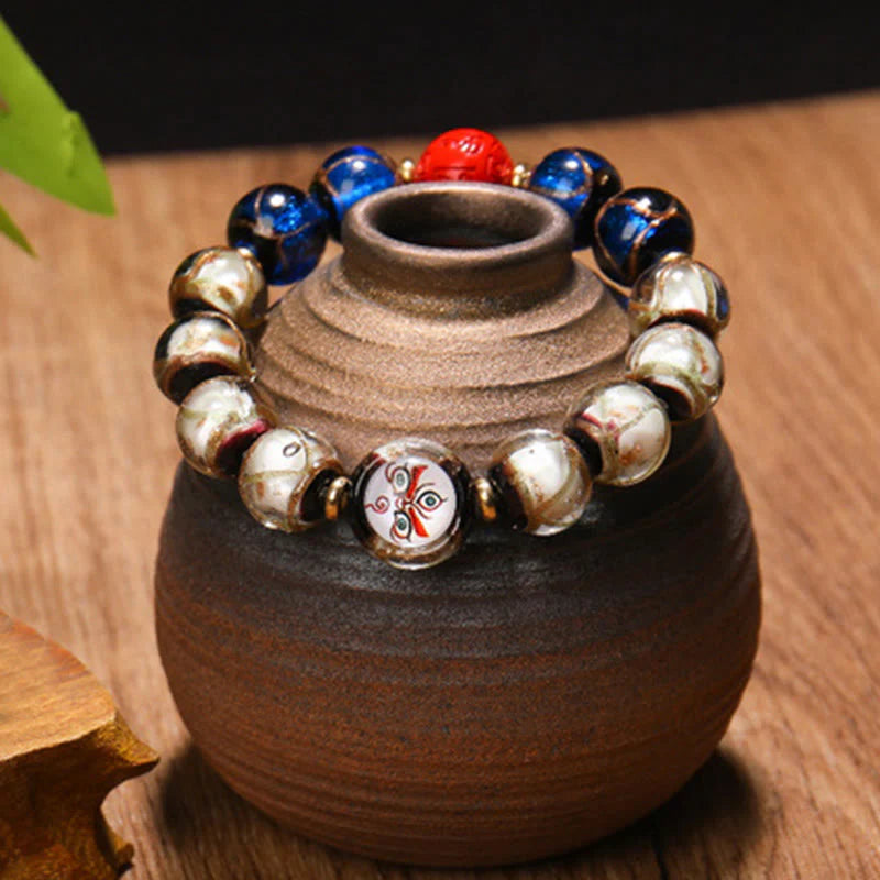 Buddha Stones Tibetan Five God of Wealth Thangka Liuli Glass Bead Chinese Zodiac Protection Bracelet (Extra 35% Off | USE CODE: FS35)