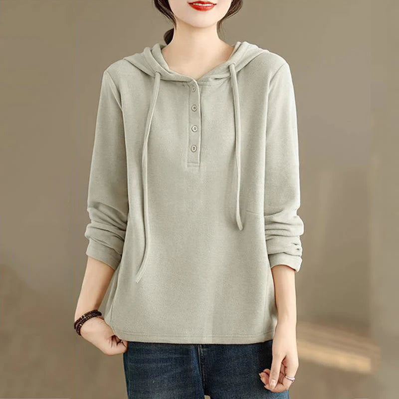 Buddha Stones Winter Solid Color Cotton Long Sleeve Women's Hoodie Has Hood