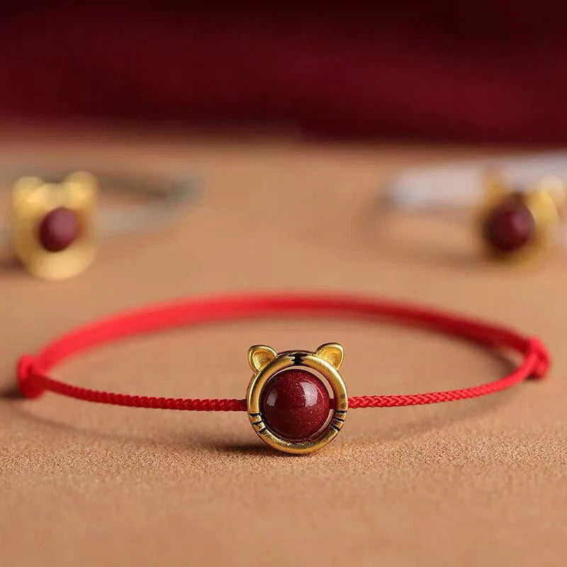 Buddha Stones Handmade Rabbit Tiger Cinnabar Keep Away Evil Spirits Braided String Bracelet (Extra 30% Off | USE CODE: FS30)