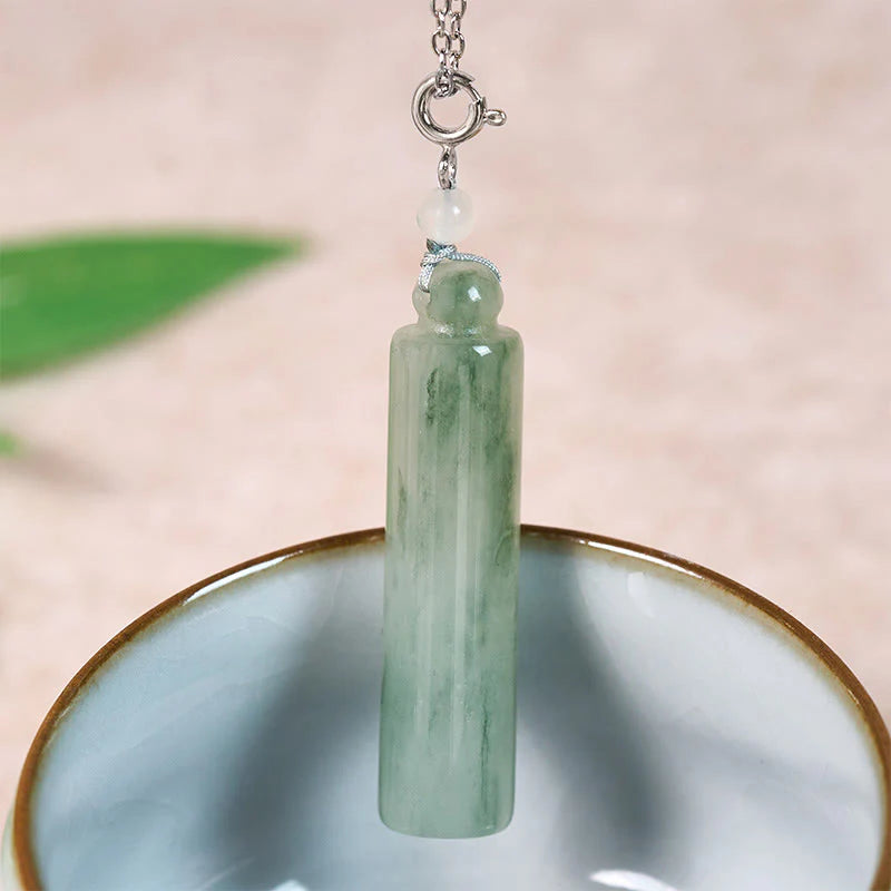 Buddha Stones Cylinder Pattern Jade Luck Necklace Pendant
