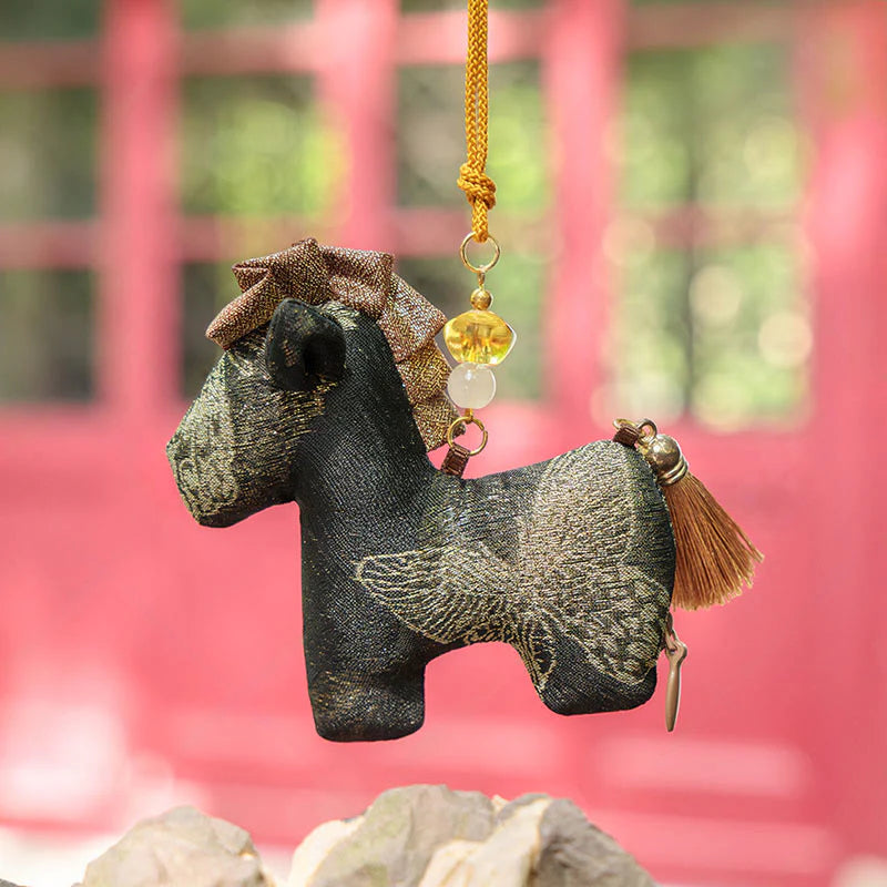 Buddha Stones Year Of The Horse Red String Tassel Embroidery Hanging Decoration