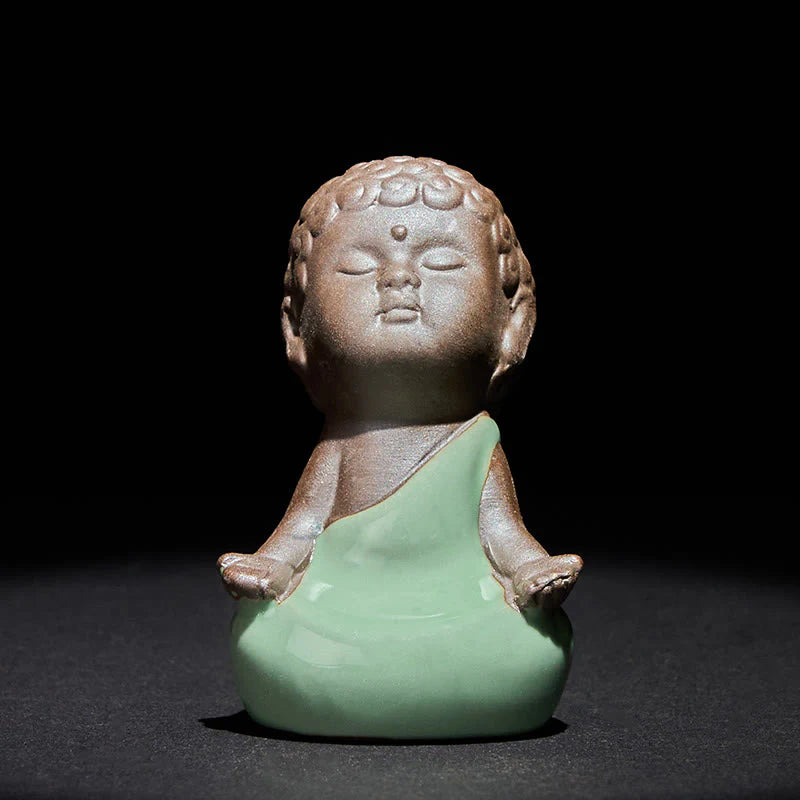 Buddha Stones Prayer Meditation Resting Monk Ceramic Statue Serenity Home Decoration