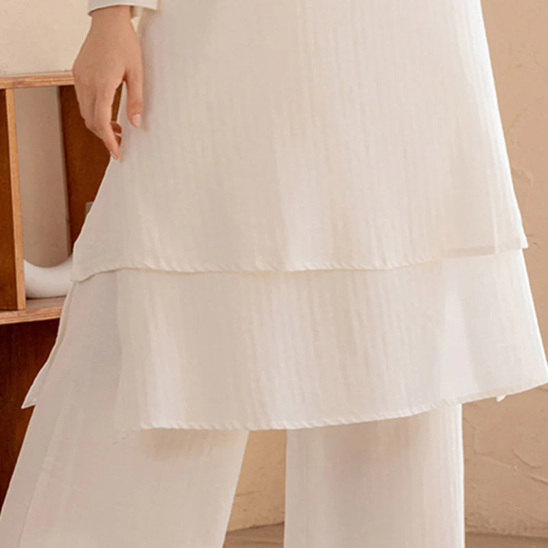Buddha Stones 2Pcs Simple Design Tai Chi Meditation Yoga Clothing Top Pants Women's Set (Extra 30% Off | USE CODE: FS30)