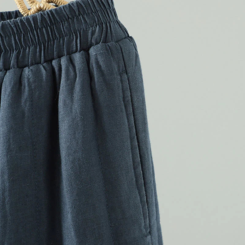 Buddha Stones Embroidered Frog Button Padded Women's Wide Leg Pants With Pockets