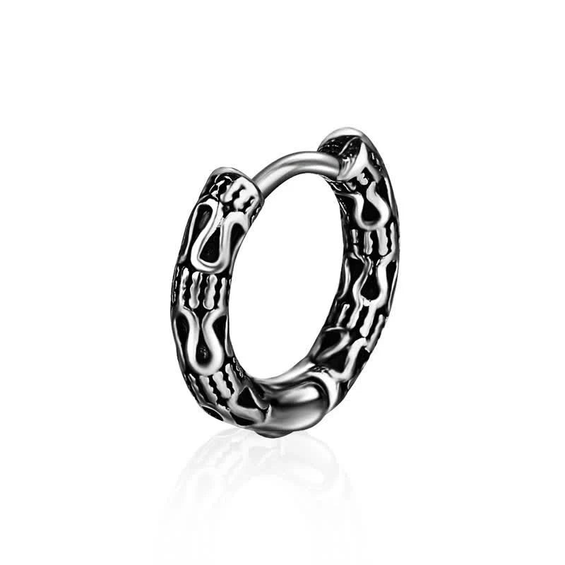 Buddha Stones Retro Pattern Titanium Steel Balance Earrings