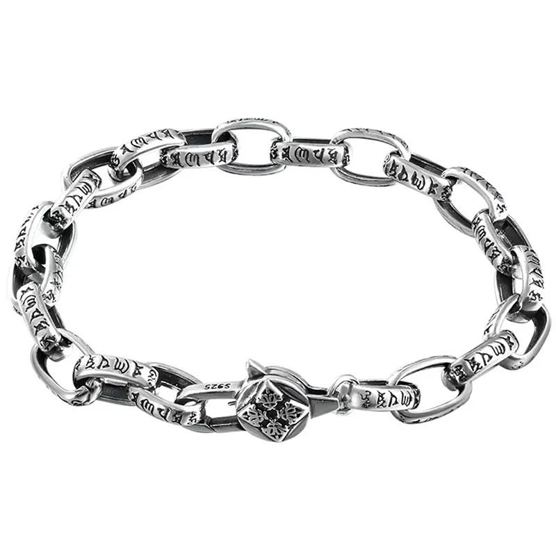 Buddha Stones 925 Sterling Silver Six True Words Wisdom Calm Bracelet (Extra 30% Off | USE CODE: FS30)
