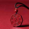 Buddha Stones Natural Cinnabar Bagua Taishang Laojun Fu Character Calm Necklace Pendant