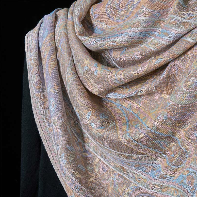 Buddha Stones Spring Cashew Flower Leaves Vines Geometric Pattern Tassel Soft Scarf Shawl