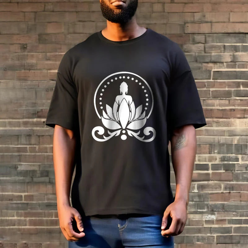 Buddha Stones Meditation Buddha Seated On A Lotus Flower Tee T-shirt