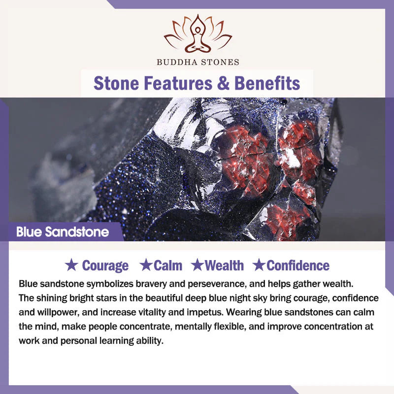 Buddha Stones Black Obsidian Blue Sandstone Transformation Necklace Pendant
