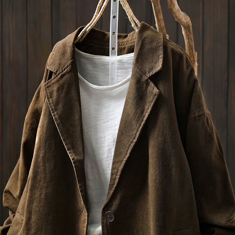 Buddha Stones Spring Fall Buttons Lapel Collar Long Sleeve Mid-length Cotton Women's Jacket With Pockets