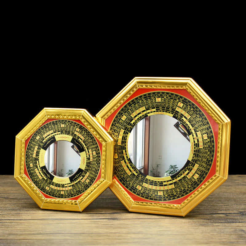 Feng Shui Bagua Map Five-Emperor Coins Gourd Balance Living Room Energy Map Mirror