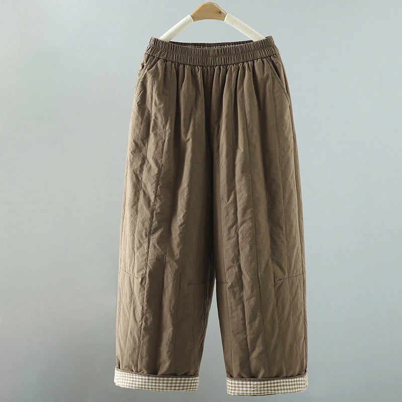 Buddha Stones Straight Lines Stripes Cotton Women's Harem Pants With Pockets