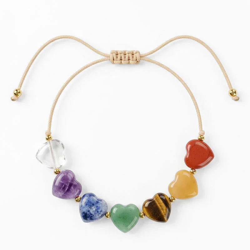 FREE Today: Confidence and Self-acceptance Love Heart Red Agate Amethyst Green Aventurine Colorful Crystal Braided Bracelet