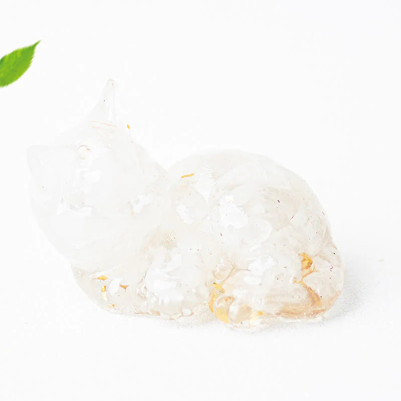 Buddha Stones Crystal Chip Epoxy Resin Small Cat Positive Decoration
