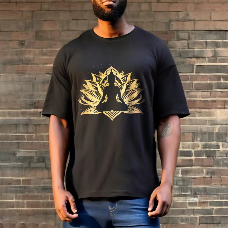 Buddha Stones Golden Lotus Meditation Buddha Tee T-shirt