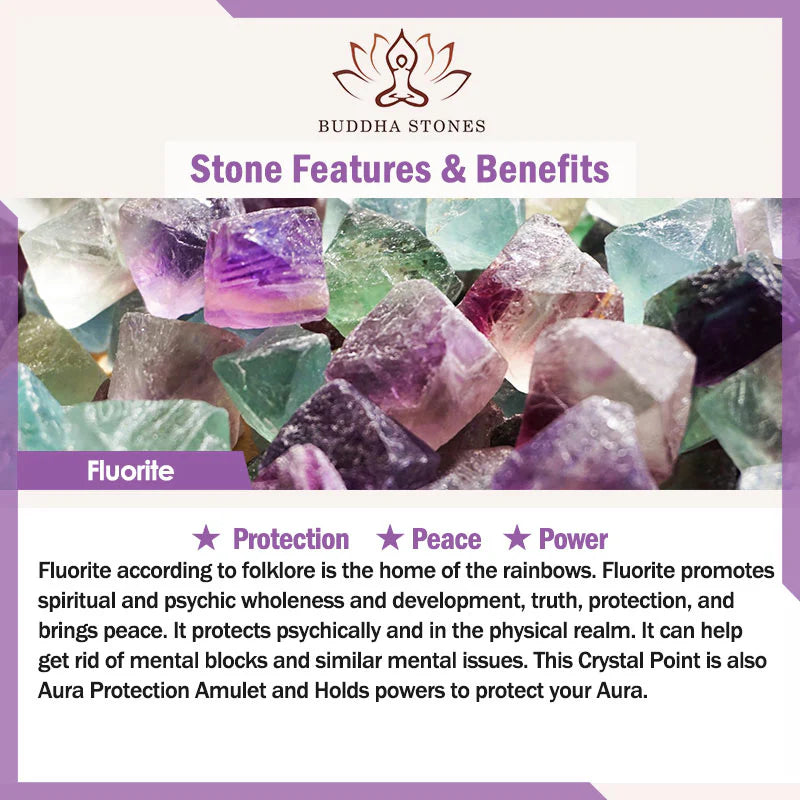 Buddha Stones Natural Colorful Fluorite Nine Tailed Fox Protection Necklace Pendant