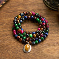 Buddha Stones 108 Mala Beads Natural Colorful Tiger Eye Stone Multi-turn Protection Bracelet