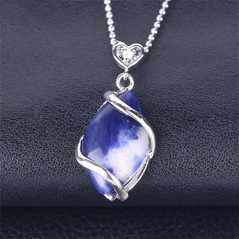 Buddha Stones Marquise Pattern Natural Crystal Stone Charm Necklace Pendant (Extra 35% Off | USE CODE: FS35)