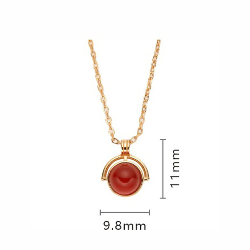 Buddha Stones Red Agate Tiger Eye Aquamarine Moonstone 925 Sterling Silver Confidence Necklace Pendant