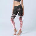 Buddha Stones Pink Cherry Blossoms Print Exercise Leggings Women's Yoga Pants