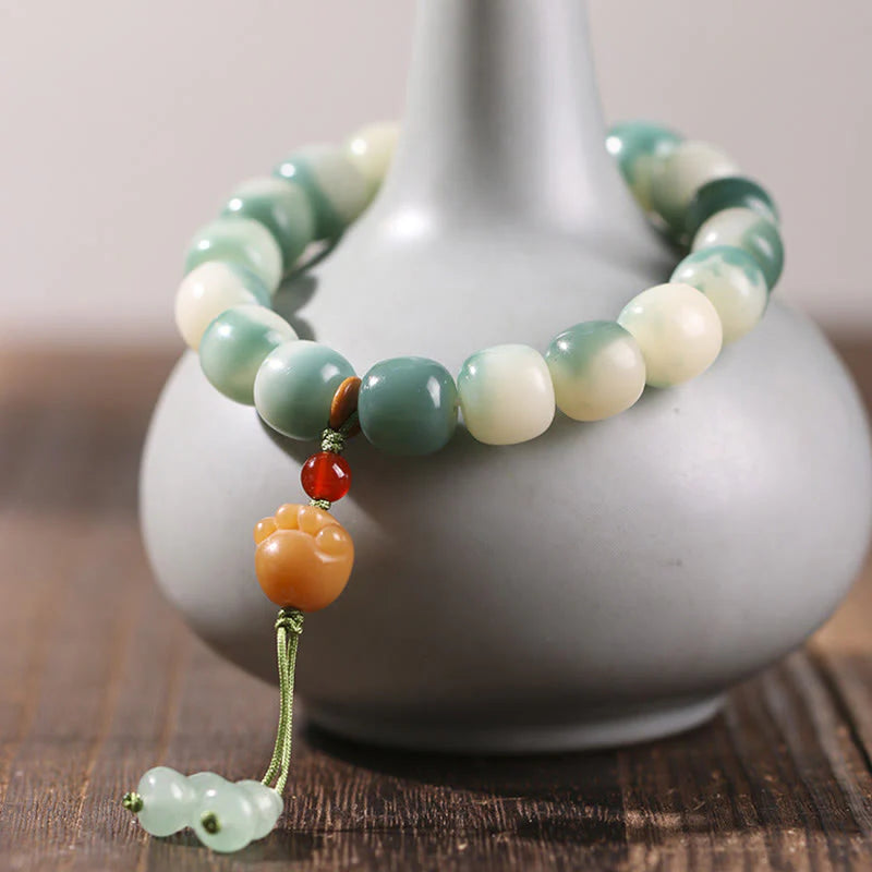 Buddha Stones Gradient Bodhi Seed Nine Tailed Fox Cat Paw Claw Pine Cone Peace Bracelet (Extra 40% Off | USE CODE: FS40)