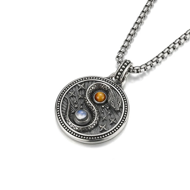 FREE Today: Harmony and Wealth Snake Yin Yang Symbol Copper Necklace Pendant