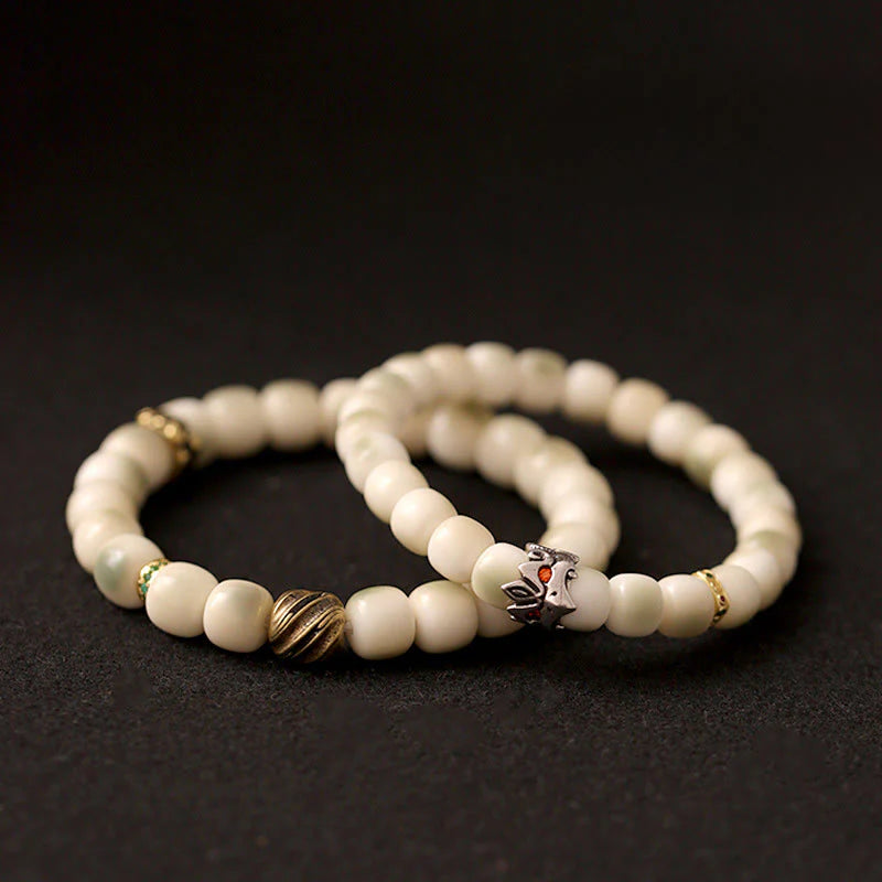 Buddha Stones Bodhi Seed Hammered Copper Brass Garuda Wisdom Bracelet