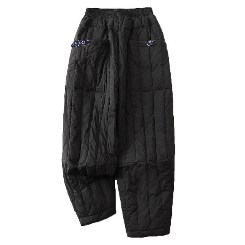 Buddha Stones Women's Winter Thermal Patchwork Pants With Pockets