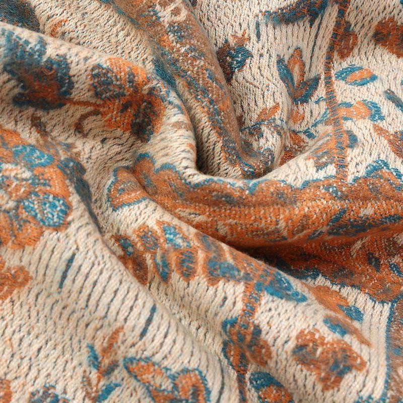 Buddha Stones Ethnic Embroidered Paisley Flowers Pattern Tassel Soft Scarf Shawl