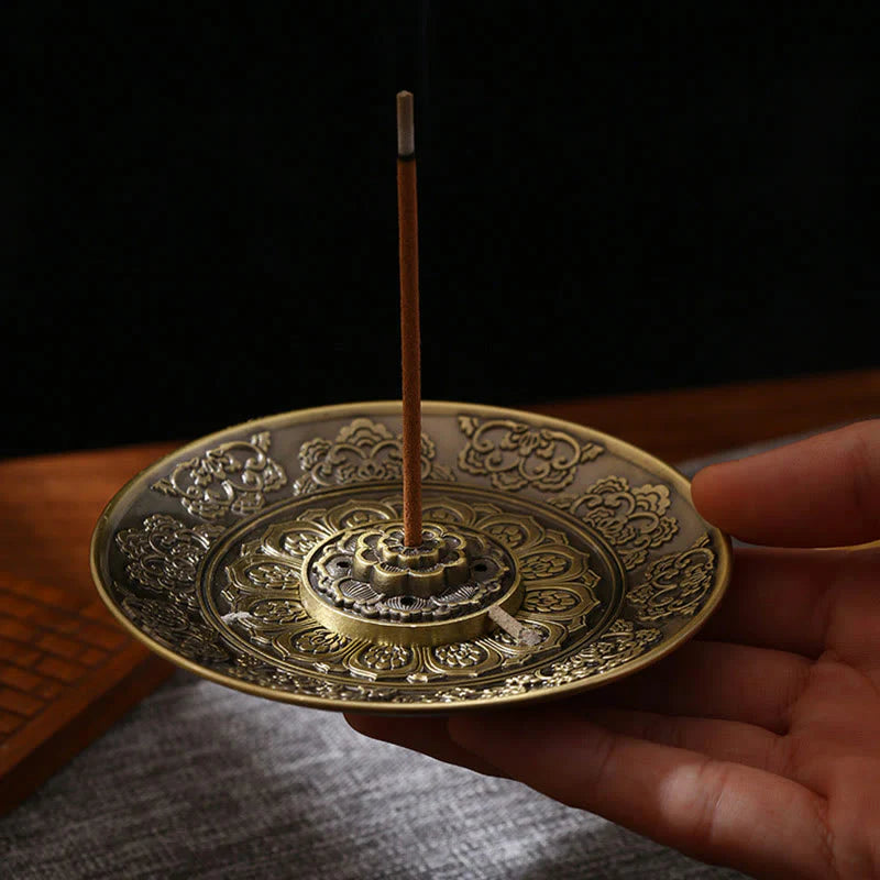 Buddha Stones Lotus Dragon Phoenix Eight Auspicious Symbols Zinc Alloy Incense Stick Holder Healing Incense Burner Decoration (Extra 35% Off | USE CODE: FS35)