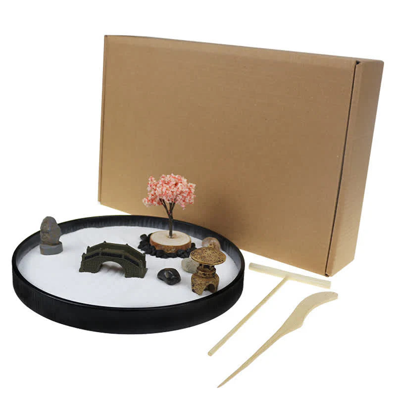 Buddha Stones Tree Small Bridge Landscape Meditation Calm Zen Garden Decoration