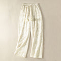 Buddha Stones Jacquard High Waist Design Women's Wide Leg Thermal Thickened Pants With Pockets